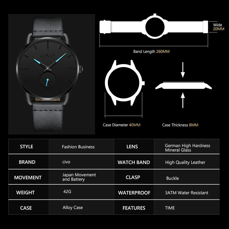 8085C | Quartz Men Watch | Leather Band