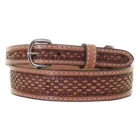 B574 - Natural Basket Weave Tooled Belt