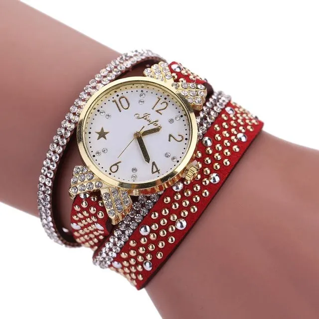 Best Sale 2018 Fashion Womens Bracelet Vintage Weave Wrap Quartz PU Leather Leaf Beads Wrist Watches lady watch Relogio Feminino