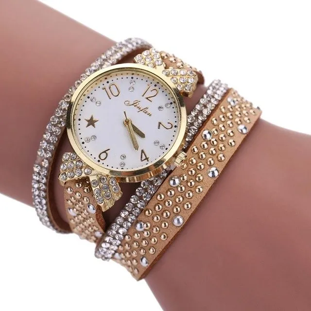 Best Sale 2018 Fashion Womens Bracelet Vintage Weave Wrap Quartz PU Leather Leaf Beads Wrist Watches lady watch Relogio Feminino