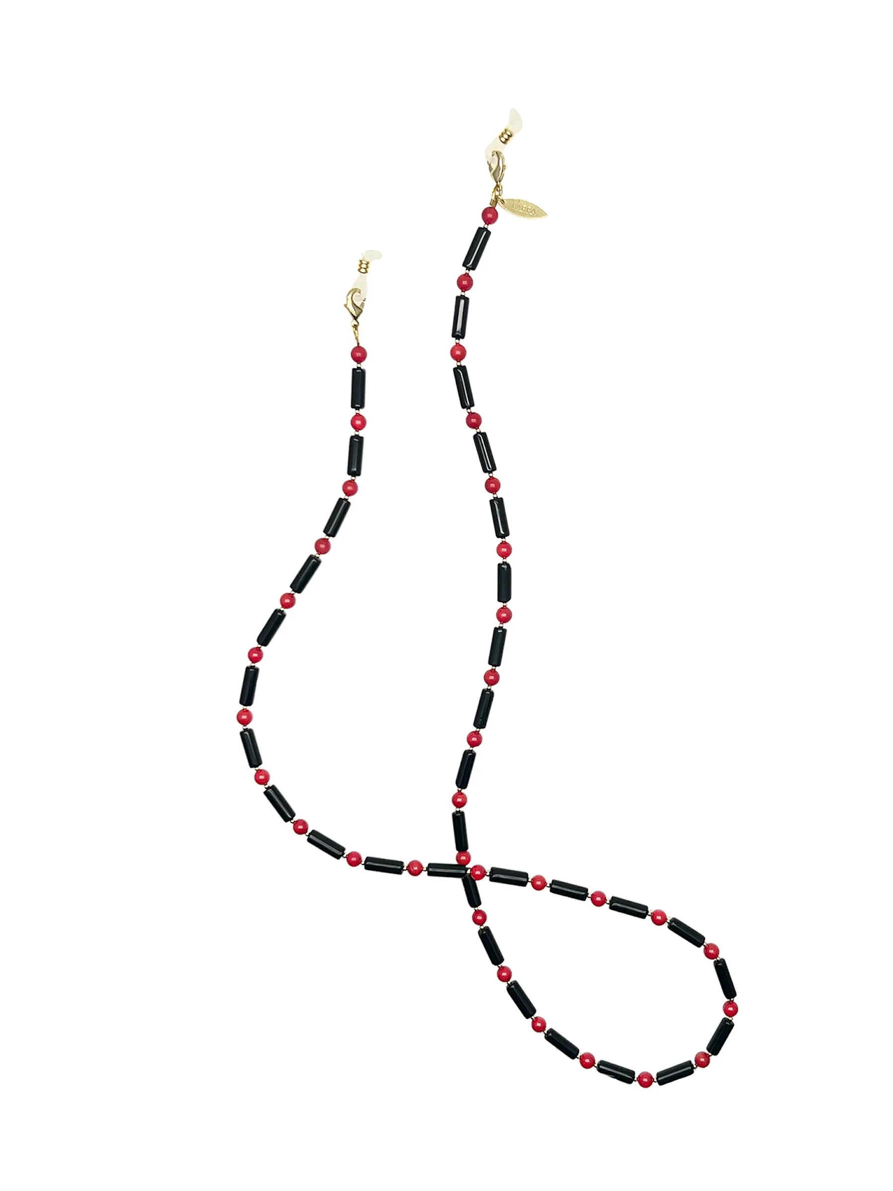 Black Obsidian With Red Coral Multi-Way Sunglasses Chain EC005