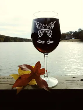 Butterfly Wine Glass