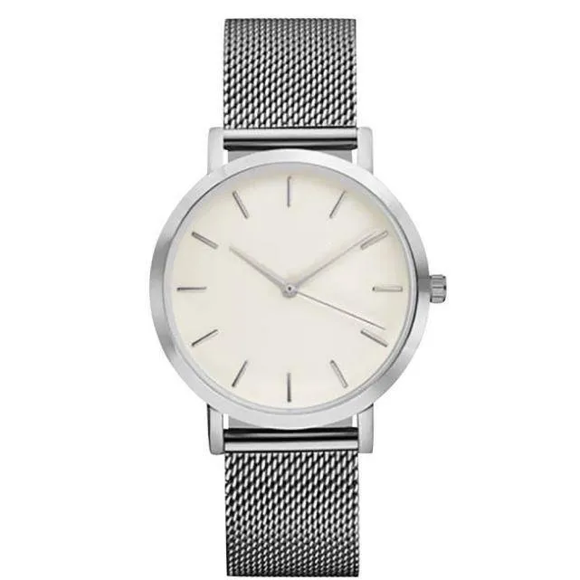 Crystal Stainless Steel Analog Quartz Unisex Wrist Watch