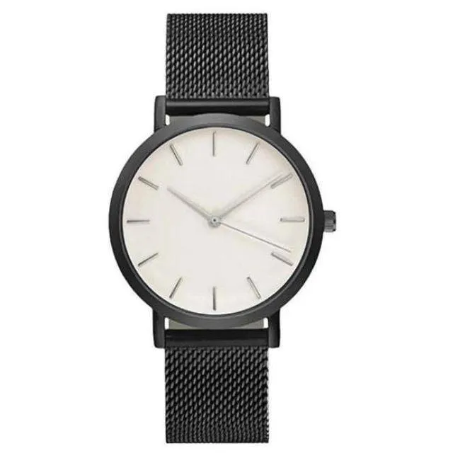 Crystal Stainless Steel Analog Quartz Unisex Wrist Watch