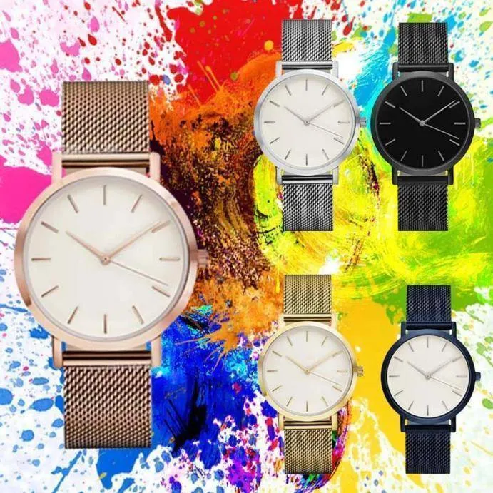 Crystal Stainless Steel Analog Quartz Unisex Wrist Watch