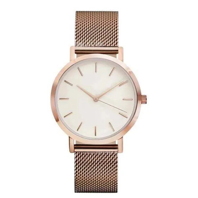 Crystal Stainless Steel Analog Quartz Unisex Wrist Watch