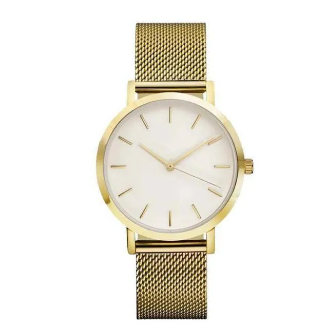 Crystal Stainless Steel Analog Quartz Unisex Wrist Watch