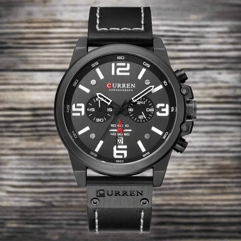 CURREN Watches Men’s Waterproof Sport Wrist Watch Chronograph Military Genuine Leather Relogio Masculino