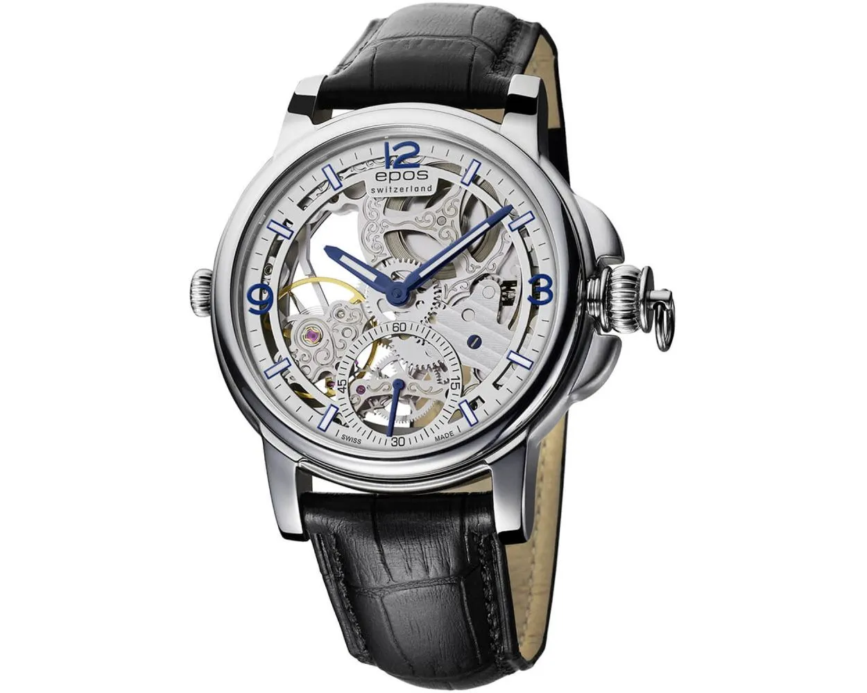 EPOS Artistry Sapphire Crystal Skeleton Hand-Wound Watch