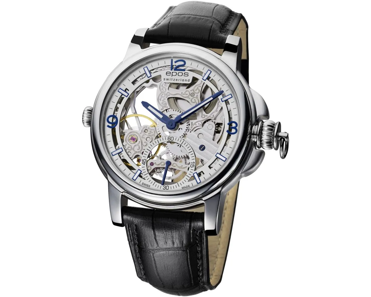 EPOS Artistry Sapphire Crystal Skeleton Hand-Wound Watch