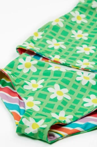 Frugi Tegan Reversible Tankini - Summer Stripe/Green Daisy
