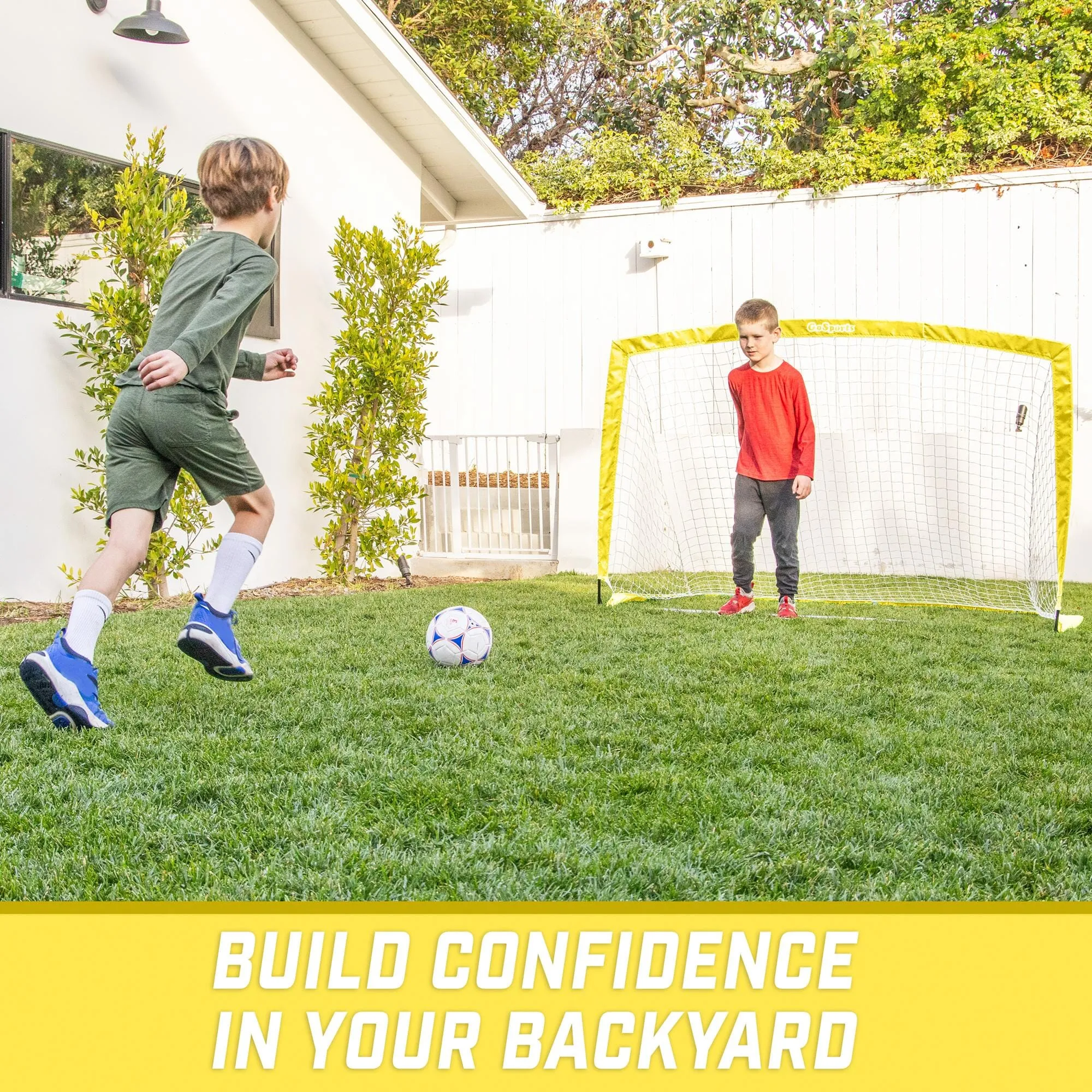 GoSports Team Tone 6 ft x 4 ft Portable Soccer Goal for Kids - Pop Up Net for Backyard - Yellow