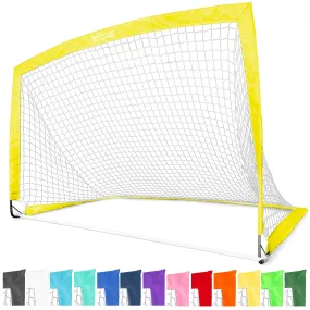 GoSports Team Tone 6 ft x 4 ft Portable Soccer Goal for Kids - Pop Up Net for Backyard - Yellow