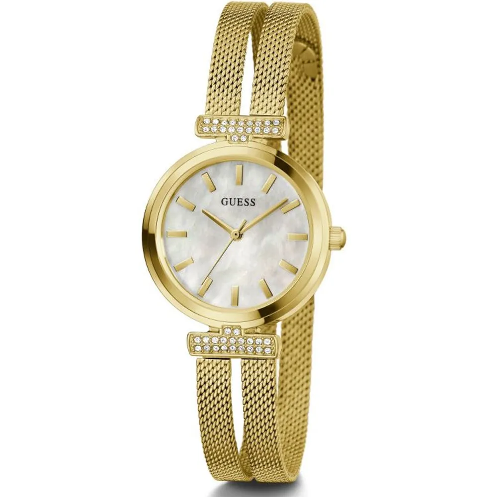 Guess Array Gold Tone Mesh Bracelet Strap Ladies Watch GW0471L2