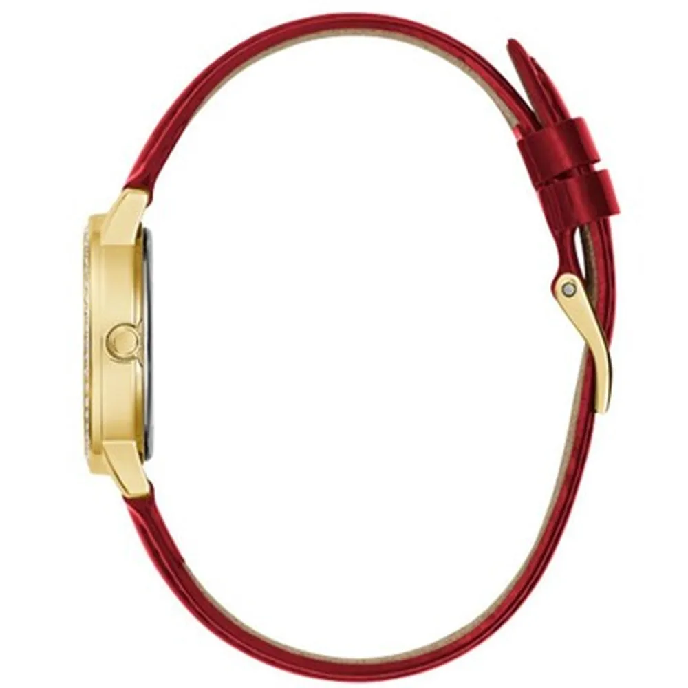 Guess Melody White Dial Red Leather Strap Ladies Watch GW0533L1