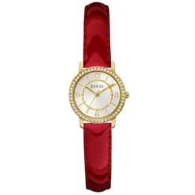 Guess Melody White Dial Red Leather Strap Ladies Watch GW0533L1