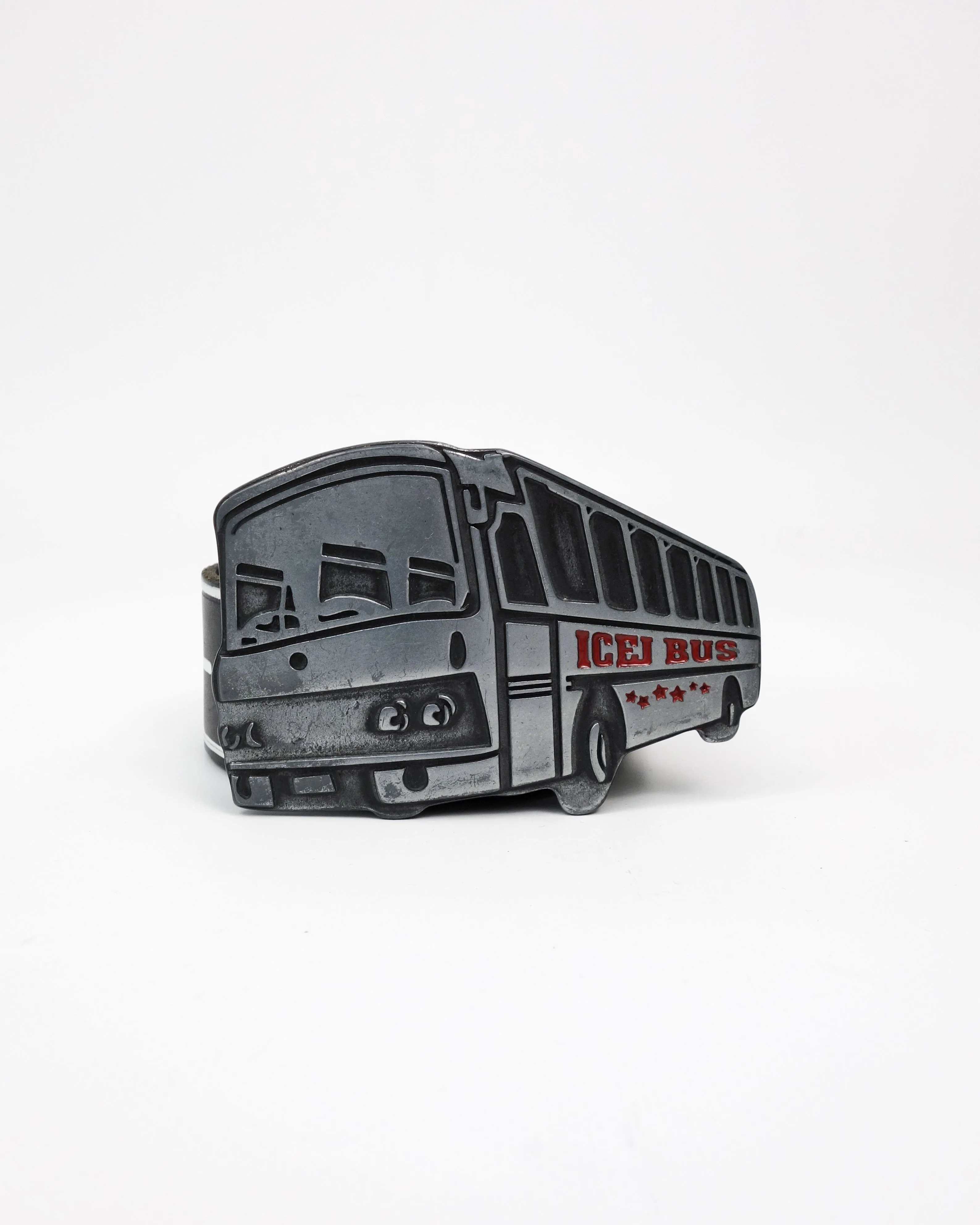 Iceberg Road Bus Black Leather Belt 2000's