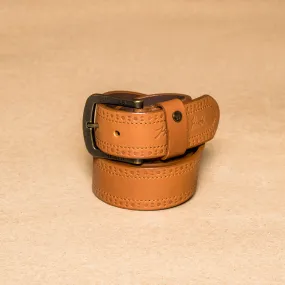 Kingsley Heath Brogue Punch Belt Tan/Brass