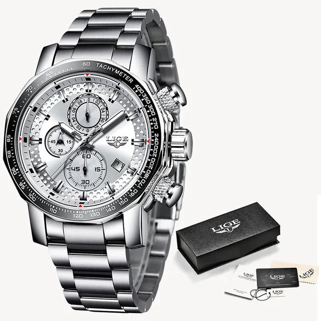 LIGE™  Black Knight Chronograph Watch for Men