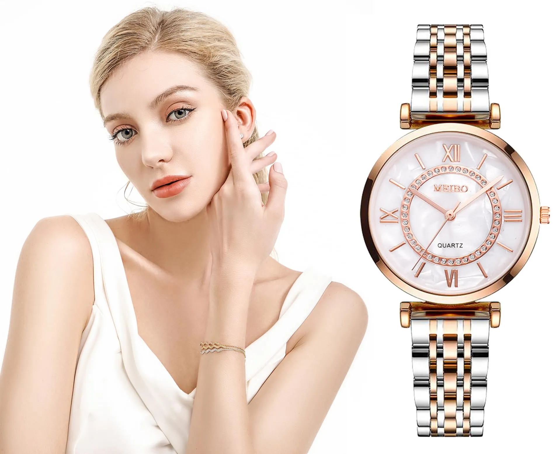 Luxury Womens Watch Gifts Rose Gold for Lady Female Elegant Wrist Watches Ladies Stylish Fashion Bracelet Watches