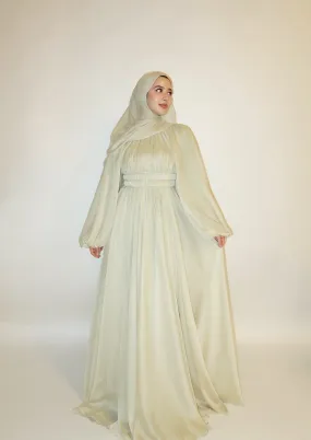 Melon Green Kaftan Beaded Belt Gown