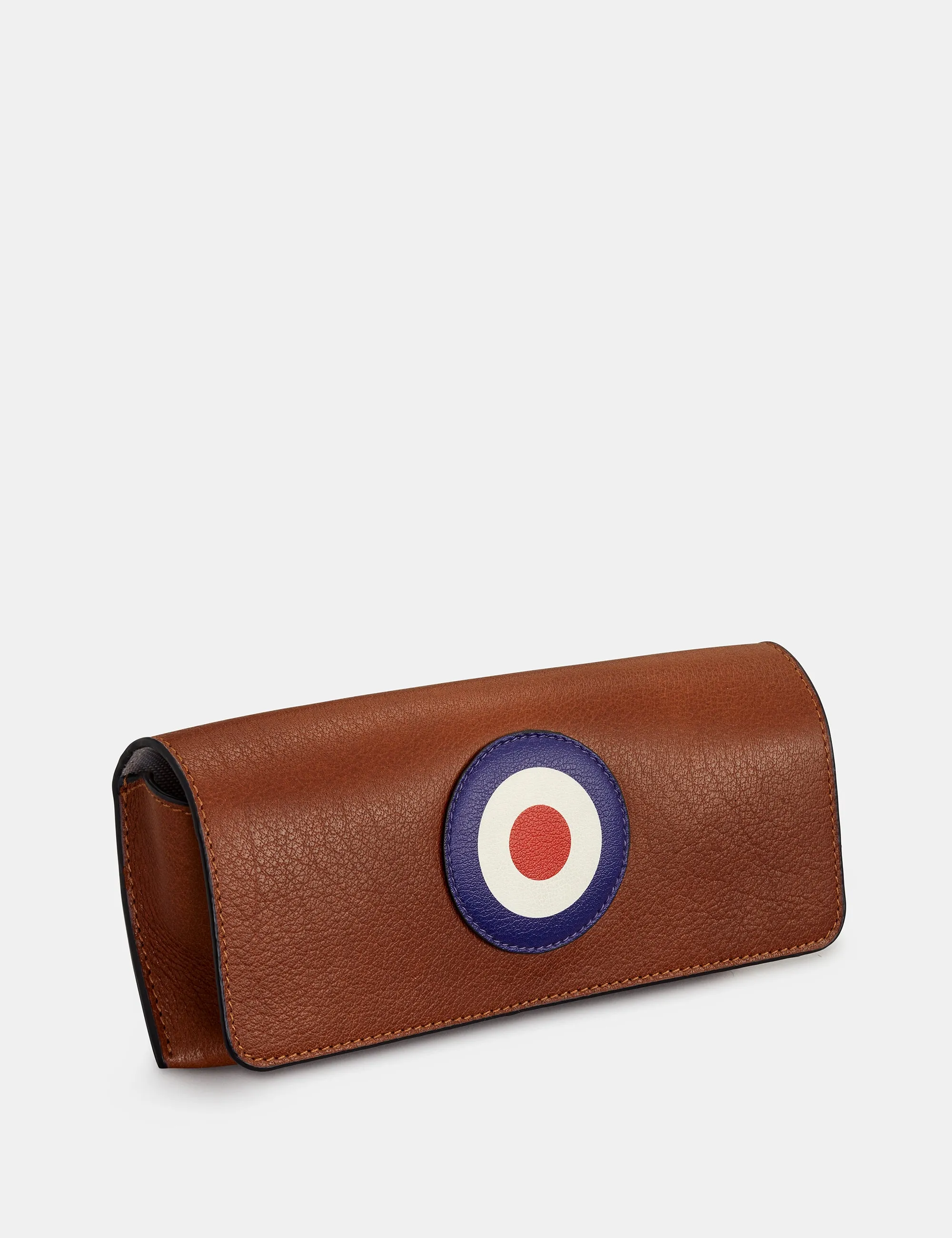 Mod Target Brown Leather Glasses Case
