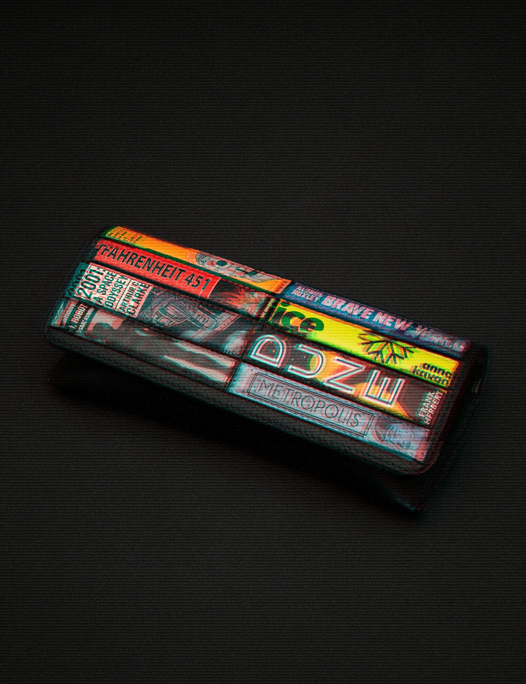 Sci-Fi Bookworm Black Leather Glasses Case