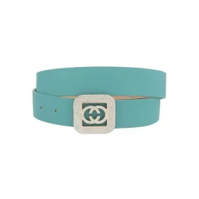Square Biz Rhinestone Rectangle Double O Bucklet Belt