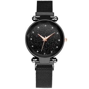 W185 Black Midnight Mesh Rhinestones Collection Quartz Watch