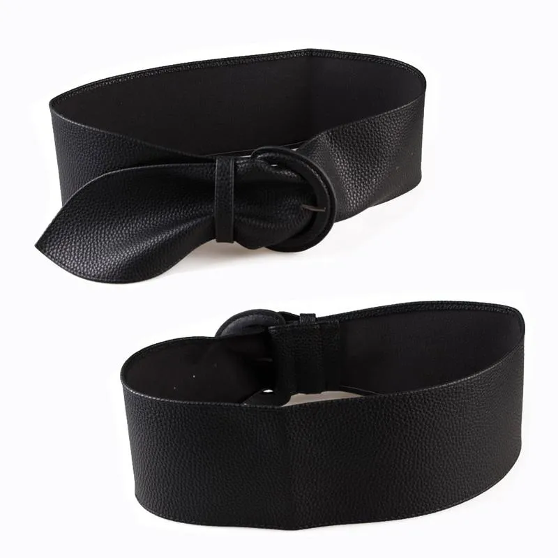 Waist Belts Wide Leather Blouse Dresses Buckle Ladies Black Red Yellow Camel Long Belt for Women