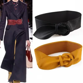 Waist Belts Wide Leather Blouse Dresses Buckle Ladies Black Red Yellow Camel Long Belt for Women